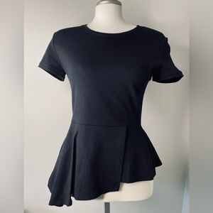 BCBGMaxAzria Black Crewneck Top with Back Zip